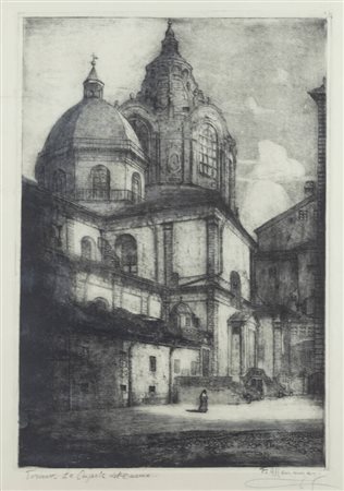 FRANCESCO MENNYEY<BR>Torino 1889 - 1950<BR>"Torino, le cupole del Duomo"