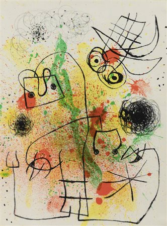 JOAN MIRO'<BR>Barcellona (Spagna) 1893 - 1983 Palma (Spagna)<BR>"Deux oiseaux fabuleox a altonico" 1967