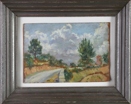 Pio Roberto Gatteschi PAESAGGIO olio su tavoletta, cm 15x22,5 (con cornice)...