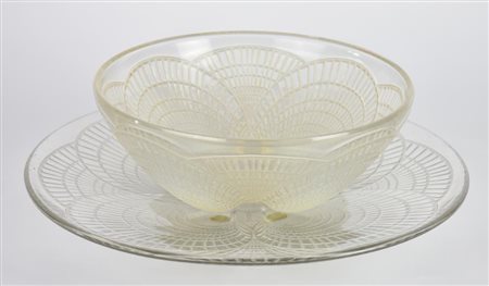 Lalique Renè "COCQUILLES" COPPA E PIATTO, modelli creati nel 1924 vetro...