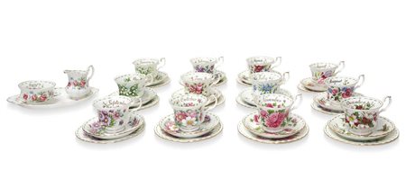 Royal Albert Bone China - Servizio da the in porcellana modello "Flower of the mon° series"