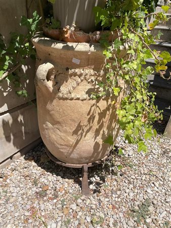 Grande vaso con manici in terracotta antichizzata   