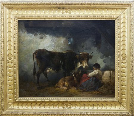 Salvatore Mazza Milano 1819 - 1886 Al tepore della stalla