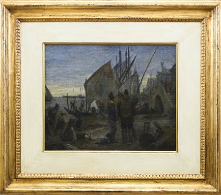 Alessandro Milesi Venezia 1856 - 1945 Pescatori a Chioggia 