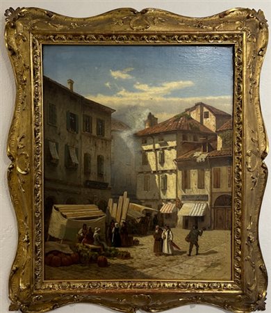 Ercole Calvi Verona 1824 - 1900 Piazza del mercato a Verona 