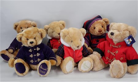 A collection of Harrods Christmas bears.