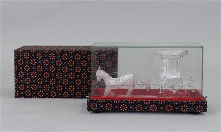 A filigree silver model of a horse with carriage. Indonesia, 20th century.