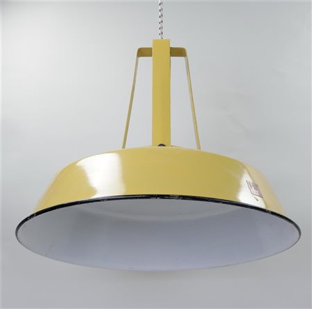 A vintage metal yellow colored HK living pendant lamp.Diam. 45 cm.