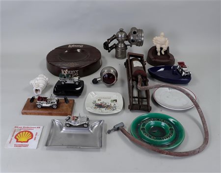 A collection of automobilia related objects.