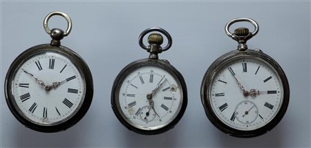 Lot with steel and silver men's pocket watches in various conditions - gross...