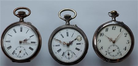 Lot with steel and silver men's pocket watches in various conditions -...