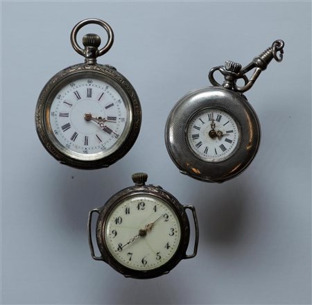 Lot with steel and silver pocket watches in various conditions - weight: 198...