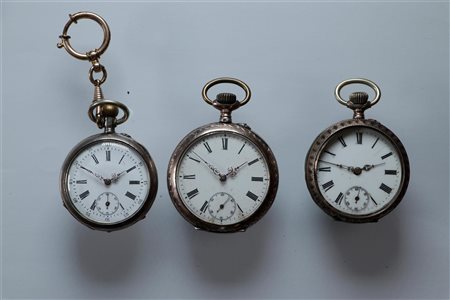 Lot with steel and silver pocket watches in various conditions - weight: 198...