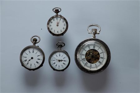 Lot of 4 pocket watches silver/steel, various sizes