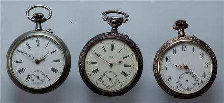 Lot with steel and silver pocket watches in various conditions - weight: 233...