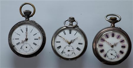 Lot with steel and silver pocket watches in various conditions - weight:...