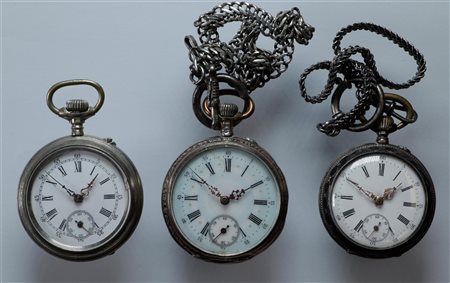 Lot with steel and silver pocket watches in various conditions - weight: 210...