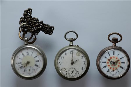 Lot with steel and silver pocket watches in various conditions - weight:...