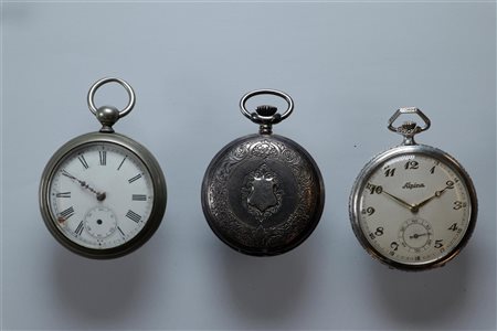 Lot with steel and silver pocket watches in various conditions - weight: 215...