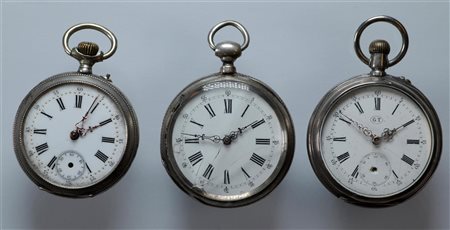 Lot with steel and silver pocket watches in various conditions - weight: 213...