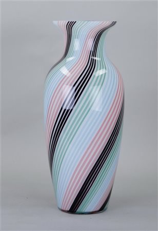 A large glass Murano vase, converted into a lamp base.H. 45 cm.