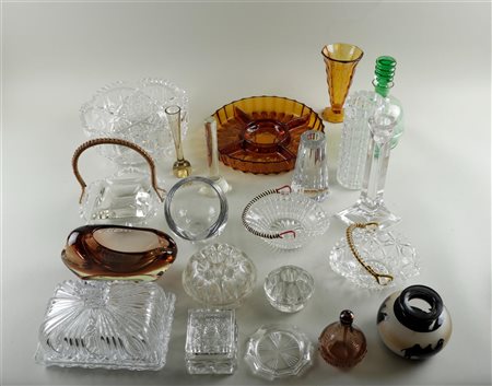 A collection of glassware including crystal glasses.