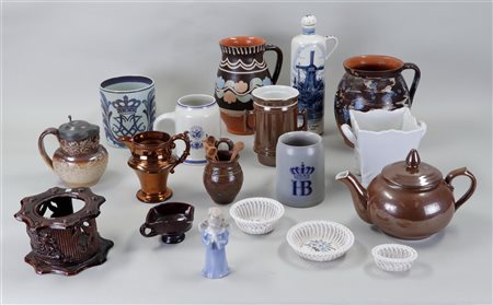 A collection of diverse European pottery.