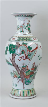 A porcelain famile verte collar vase decorated with various figures. China,...