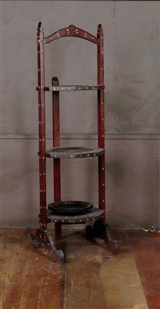 A folding English 'cake stand' inlaid with mother of pearl, ca. 1900 / 1920....