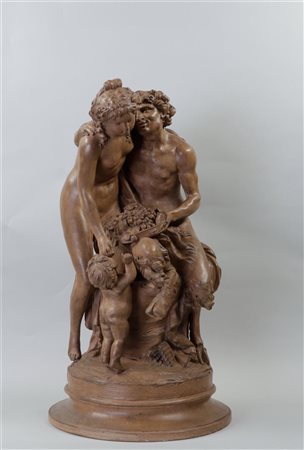 After Claude Michel Clodion, Satyr, Bacchante and Amor as personification of...