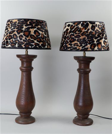 A set of two decorative table lamps with 'leopard' shade. 20th century. H.:...