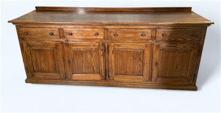 A stained pine sideboard with drawers with doors, ca. 1900. h.: 100 x W.: 260...