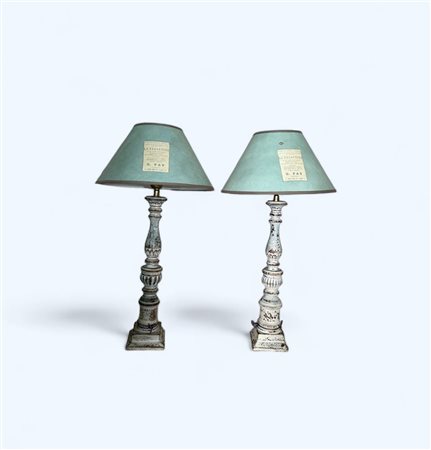 A set of (2) decorative table lamps with green shades. H.: 60 cm.