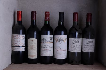 A lot of six different Bordeaux wines including La Bélière Baron Philippe de...