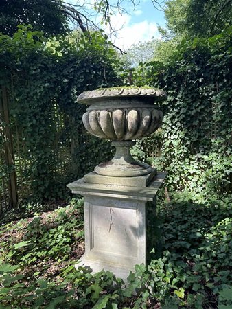 One large garden vase or Westonbirtgarden urn including plinth. Dimensions...