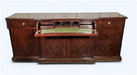 An English mahogany sideboard with built-in desk, 19th century. 95 x 200 x 45...