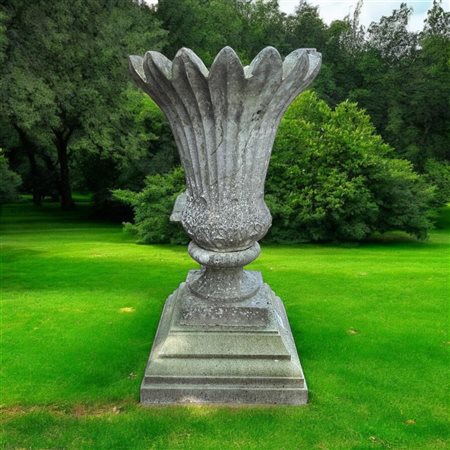 A large Winslow Vase garden urn/ garden vase on a plinth. Made of...