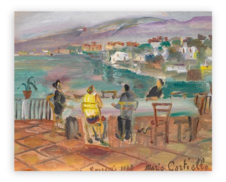 MARIO CORTIELLO (1907-1982) - Tavolata a Sorrento, 1970