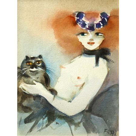 Felicita Frai - Giovane donna con gatto