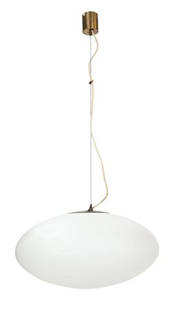 STILNOVO 1104 Lampada a sospensione in vetro triplex opal e ottone lucido....