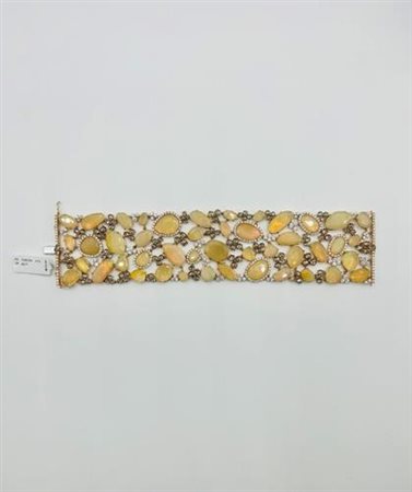 Bracciale Gismondi in oro giallo con pietre dure e diamanti