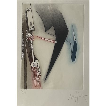 Wilfredo Lam , Vingtieme parallele (1979), acquaforte acquatinta, cm...