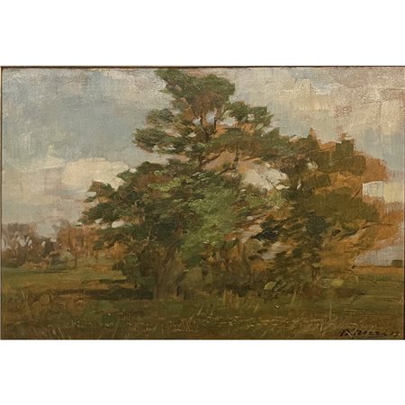 Bartolomeo Bezzi, Paesaggio, olio su cartone, cm 34x50. Fine XIX° - Inizio...