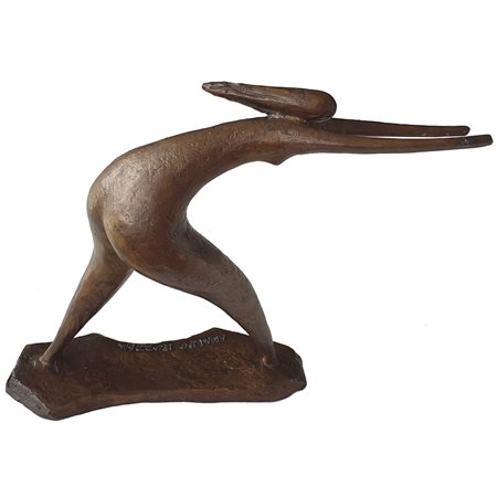 Eraldo Fozzer, Figura femminile, scultura in bronzo, cm 27x22 circa.