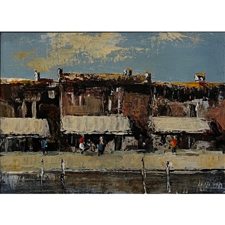 Annamaria Rossi Zen, Mercato 5, 2022, olio su cartone, 20x26. In cornice