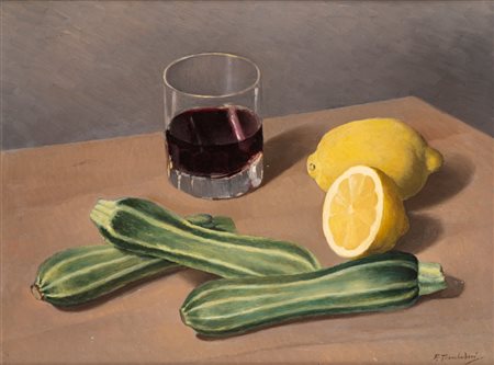 Francesco Trombadori (Siracusa 1886-Roma 1961)  - Natura morta con zucchine, 1938 ca.