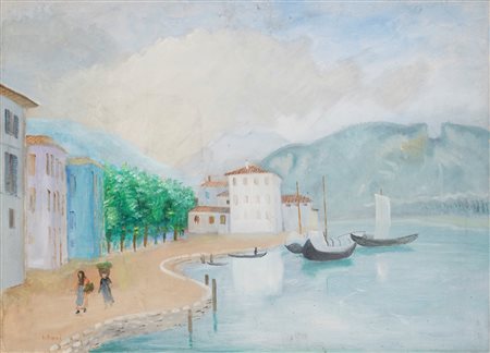 Umberto Lilloni (Milano 1898-1980)  - Il lago di Brivio, 1938