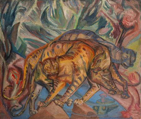 Ferruccio Ferrazzi (Roma 1891-1978)  - Leopardo in cattività, 1955