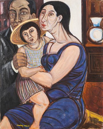 Giuseppe Migneco (Messina  1903-Milano 1997)  - La famiglia, 1952 ca.