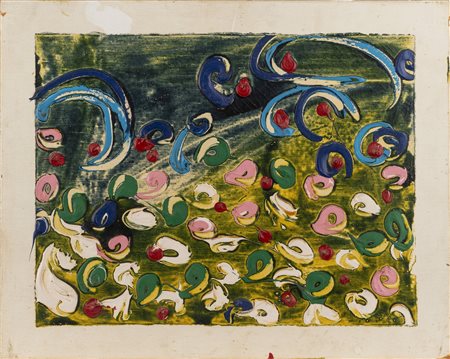 Mario Schifano (Homs 1934-Roma 1998)  - Acquatico con fiori sconosciuti, 1985